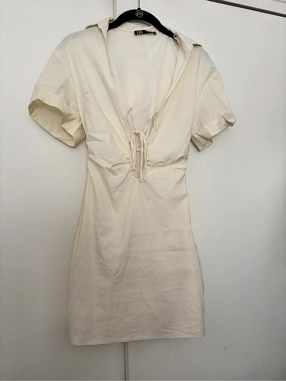 Zara Short Sleeve Mini Dress in White Size Medium